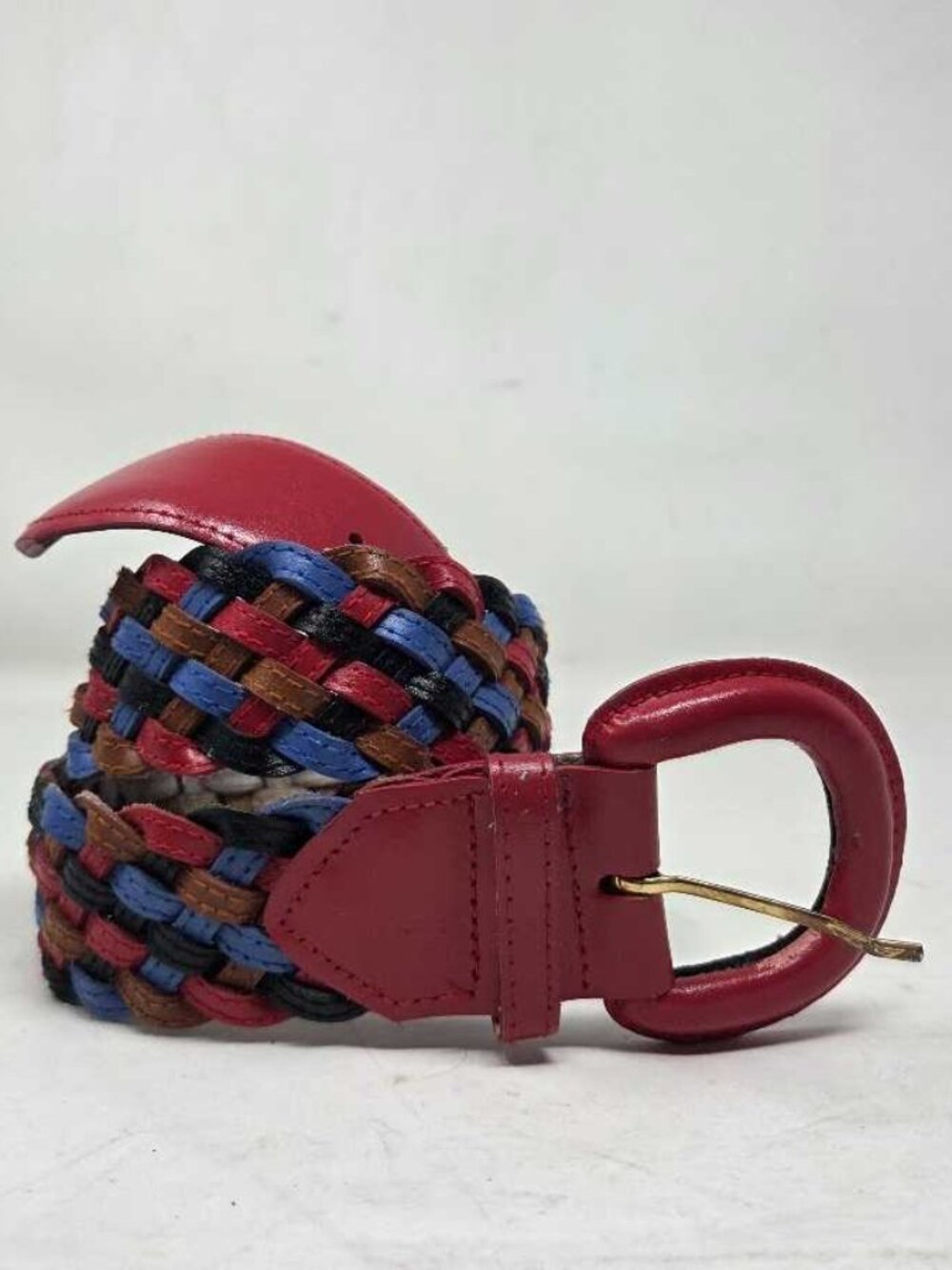 Vintage 28 Milor 80S red blue black brown braided woven belt